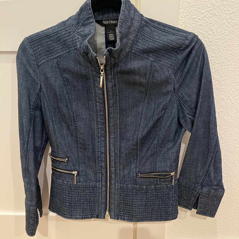 White House Black Market Dark Blue Jean Jacket